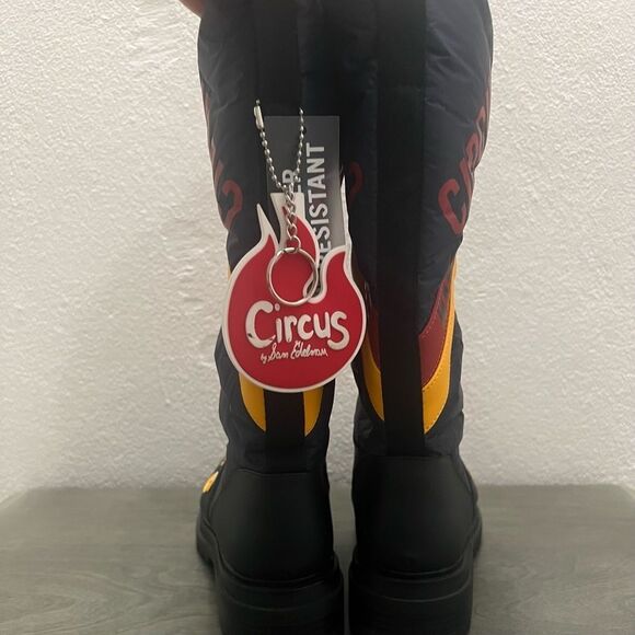 Sam Edelman Mid-Calf Flat Puffer Boots Womens Sz 6.5 Navy Yellow Water Resistant - Picture 12 of 14